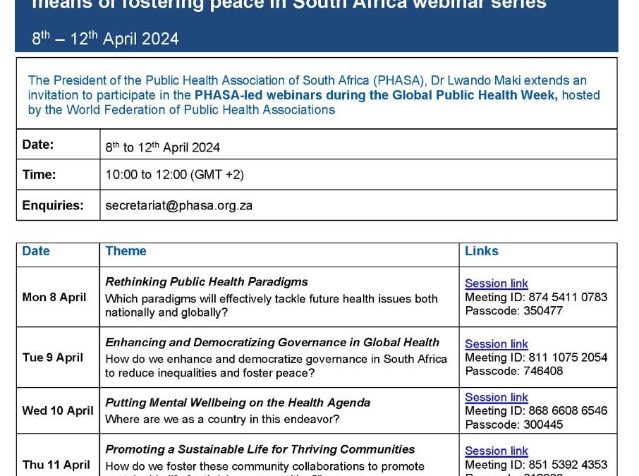 GPHW2024: Community engagement as a toolkit to equitable health and a means of fostering peace in South Africa